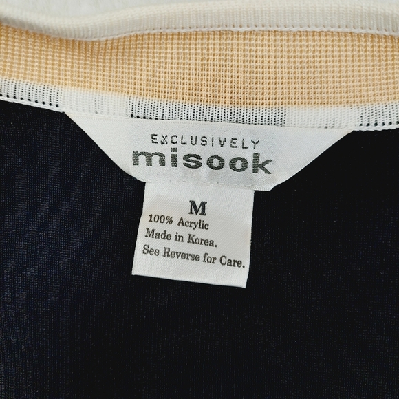 Exclusively Misook Black White Yellow Topper Sweater Coat Open Front BlazerP5017 - Picture 6 of 7